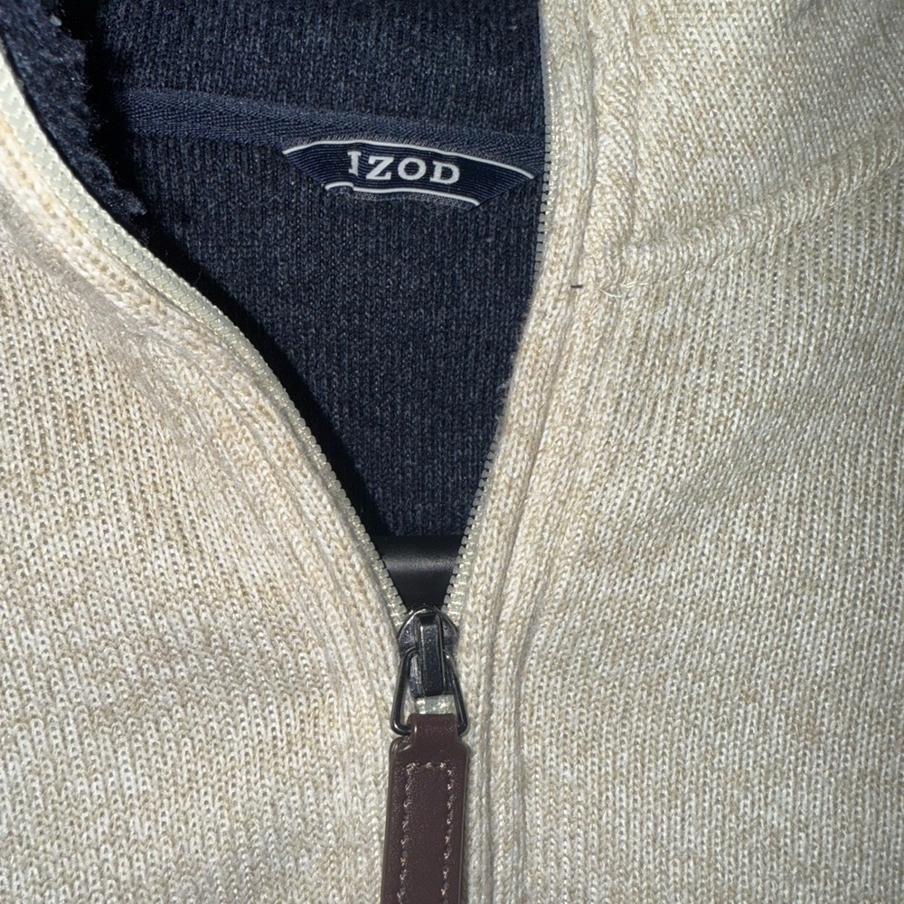 Izod; Beige Quarter-Zip Sweater- Men’s size- XL - Picture 3 of 10